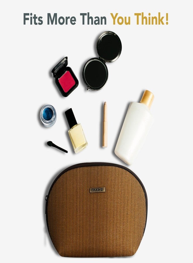 Handy Make-Up Travel Pouch Kit Bag with Multipule Pockets | Multipurpose Storage & Makeup Organizer Travel Pouch Accessory For Men & Women (12x7x3 Inches, Color: Beige-Black) - Image 3