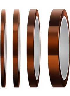 High Temp Tape, Heat Resistant Tape, Sublimation Tape Thermal Tape for Sublimating Print, Heat Transfer and Insulation, Masking, Soldering, Powder Coating (3mm/5mm/8mm/12mm x 33m, Tawny)