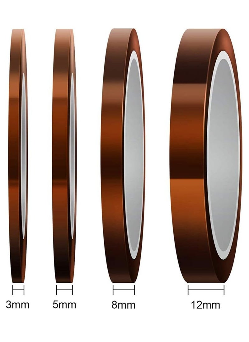 Bukela - High Temp Tape, Heat Resistant Tape, Sublimation Tape Thermal Tape for Sublimating Print, Heat Transfer and Insulation, Masking, Soldering, Powder Coating (3mm/5mm/8mm/12mm x 33m, Tawny) - Image 1