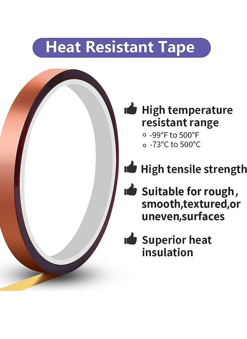 Bukela - High Temp Tape, Heat Resistant Tape, Sublimation Tape Thermal Tape for Sublimating Print, Heat Transfer and Insulation, Masking, Soldering, Powder Coating (3mm/5mm/8mm/12mm x 33m, Tawny) - Image 1