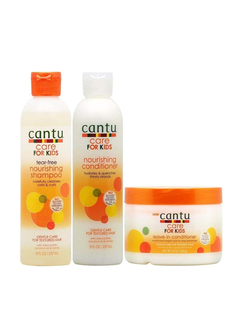 كانتو طقم شامبو وبلسم مغذي لطيف خال من الأشجار مكون من 3 قطع للأطفال