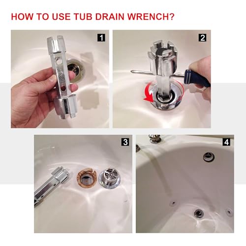 HAUTMEC Tub Drain Remover Wrench Tool Heavy Duty Aluminum Shower Bathtub Drain Removal Tool PL0030 - Image 5