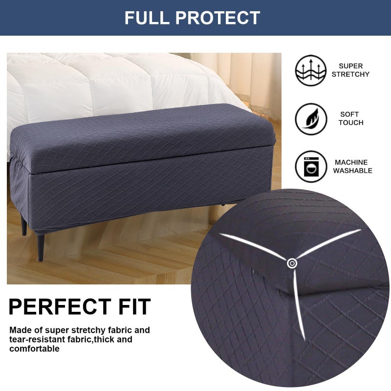 FUANGUI Ottoman Cover Stretch Storage Ottoman Bench Slipcover Printed Folding Storage Bench Ottoman Cover Footrest Stool Slipcover Footstool Protector Cover with Elastic Bottom, Large - Image 3