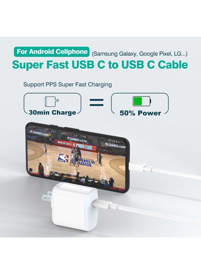 IFEART حزمة 2 كابل USB C إلى USB C بطول 6.6 قدم لجهاز iPad Pro 13 12.9 11 بوصة، iPad Air 5 4، Mini 6، شاحن MacBook Air MacBook Pro، iPhone 16 15 Pro Max Plus، Pixel، كابل شحن سريع من نوع USB C - Image 5