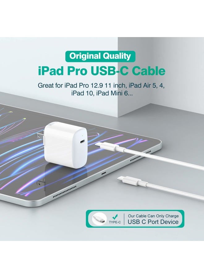 IFEART حزمة 2 كابل USB C إلى USB C بطول 6.6 قدم لجهاز iPad Pro 13 12.9 11 بوصة، iPad Air 5 4، Mini 6، شاحن MacBook Air MacBook Pro، iPhone 16 15 Pro Max Plus، Pixel، كابل شحن سريع من نوع USB C - Image 3
