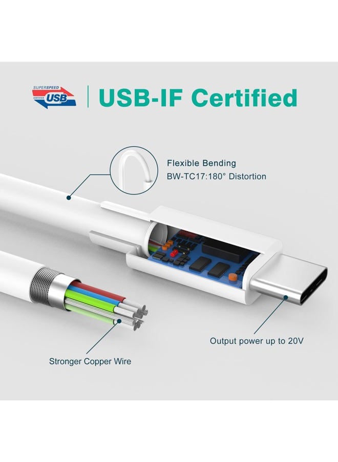 IFEART حزمة 2 كابل USB C إلى USB C بطول 6.6 قدم لجهاز iPad Pro 13 12.9 11 بوصة، iPad Air 5 4، Mini 6، شاحن MacBook Air MacBook Pro، iPhone 16 15 Pro Max Plus، Pixel، كابل شحن سريع من نوع USB C - Image 2