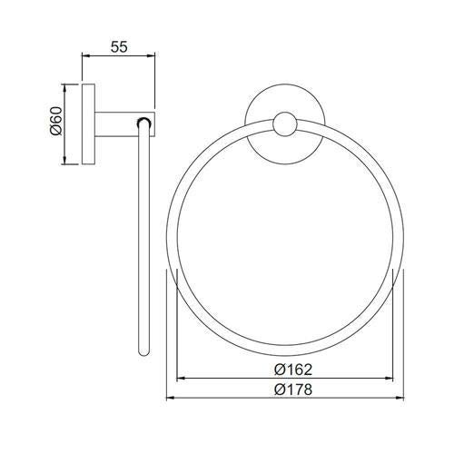 Jaquar Metal Crome Towel Ring with Round Flange (Medium) - Image 2