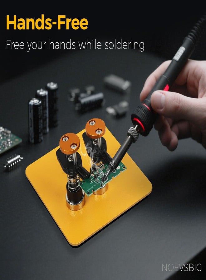NOEVSBIG Magnetic Helping Hands Clamp Metal, Adjustable Third Hand Soldering Holder Stand for Electronics, Hobby DIY, Craft, Jewelry, PCB Repair, Precise Work, Exclusive Dual-Head Super-Stable Ultra-Grip - Image 4