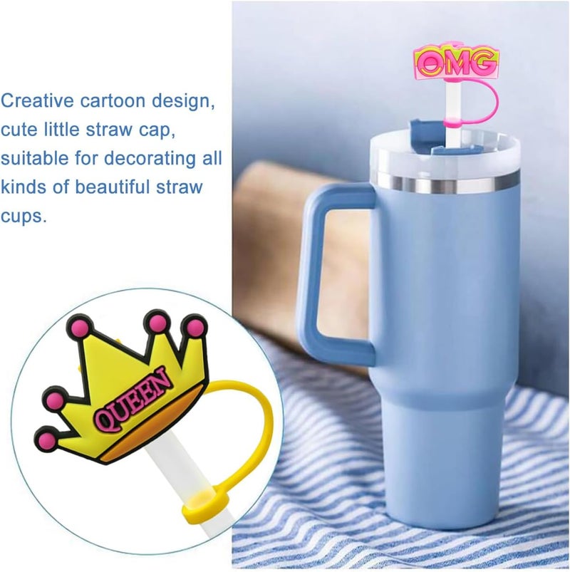 Meitesti Straw Cover Cap for Stanley Cup,Straw Topper Compatible for 30&40 Oz Tumbler with Handle,10mm 0.5in Dust-Proof Reusable Straw Tips Lids,Straw Tip Covers for Christmas Gifts, MT-20231207-3 - Image 5