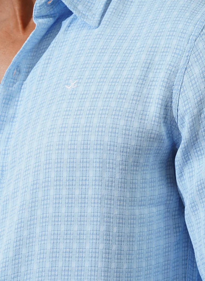 Wrogn  Textured Light Weight Shirt | Light Blue for Men | Best Price UAE
