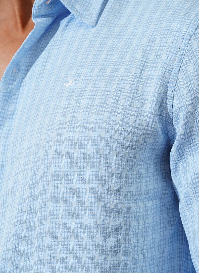 Wrogn Textured Light Weight Shirt | Light Blue - Image 5