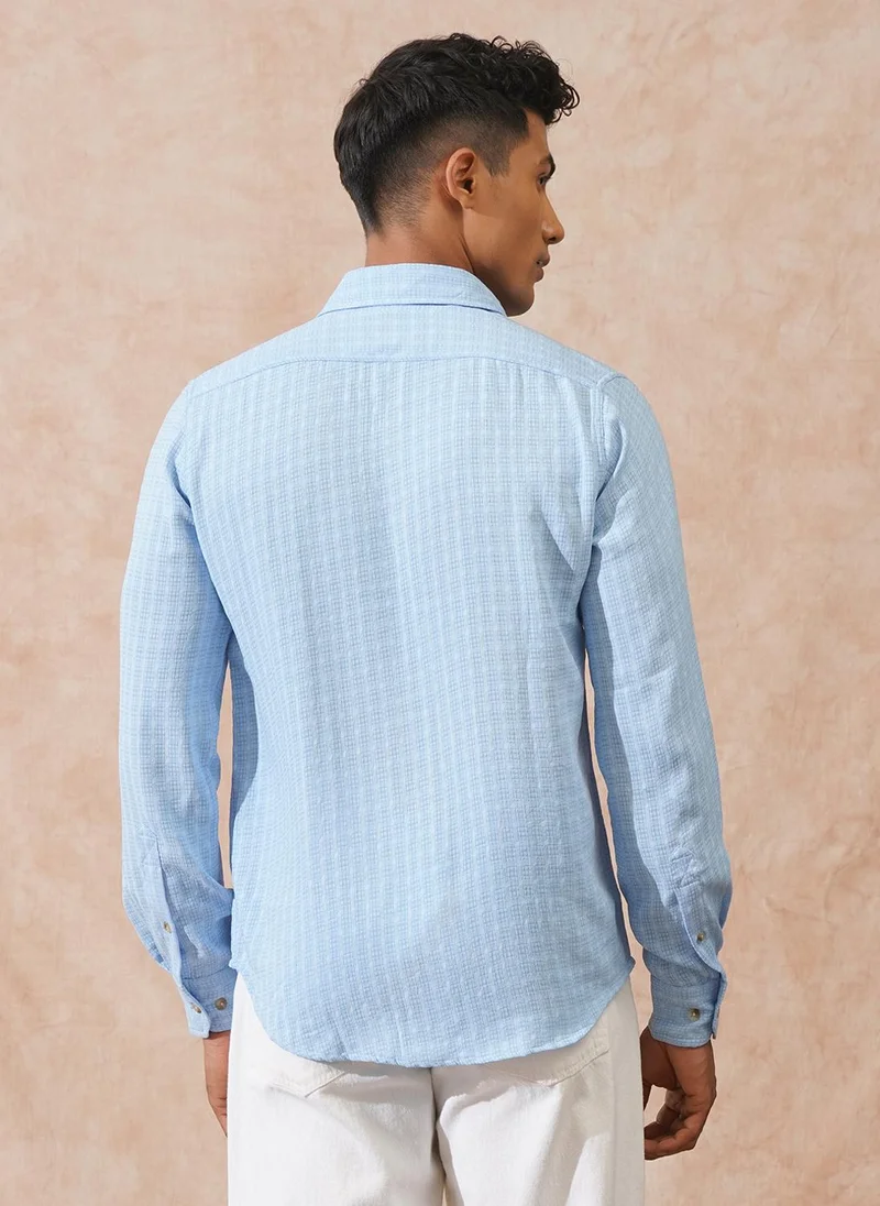 Wrogn  Textured Light Weight Shirt | Light Blue for Men | Best Price UAE