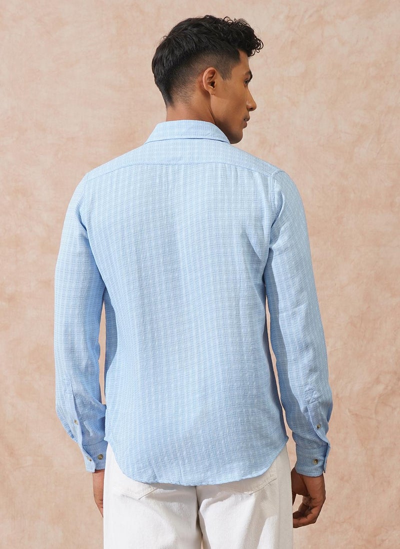 Wrogn Textured Light Weight Shirt | Light Blue - Image 3