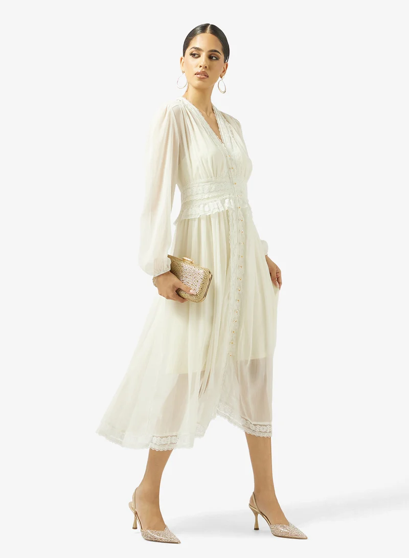 Khizana  Dress With Lace Trims for Women | Best Price UAE