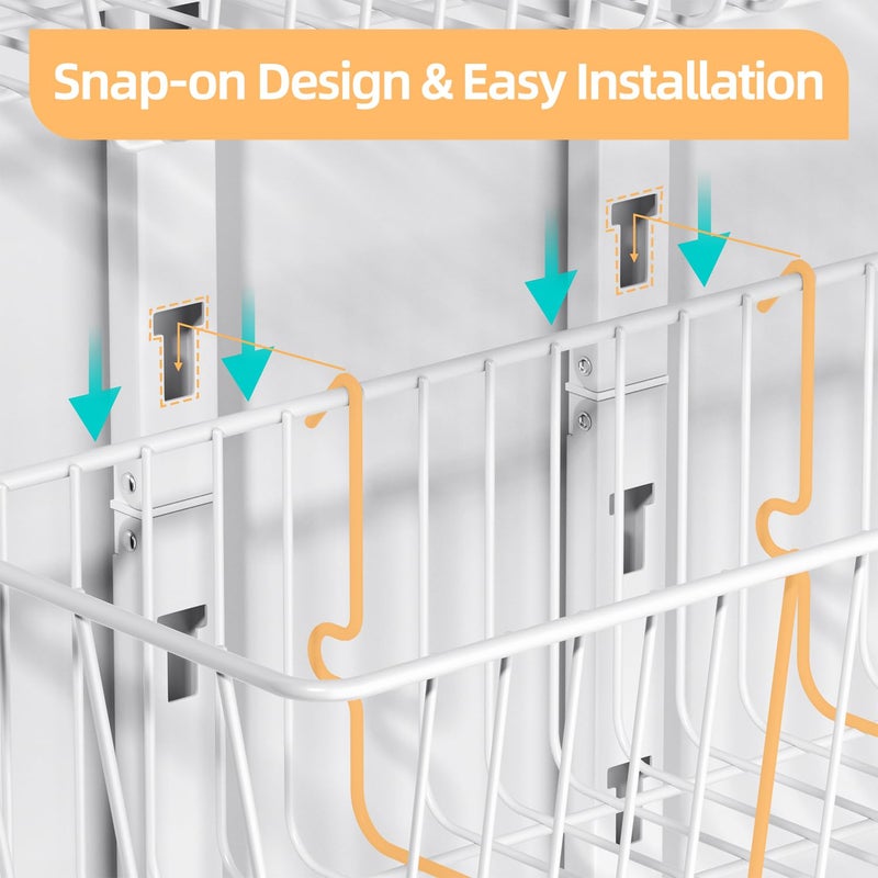 Upesitom 6 Tier Over the Door Pantry Organizer, Foldable Metal Over the Door Hanging Spice Rack with 6 Baskets, Adjustable Hanging Storage Rack for Kitchen, Bedroom, Laundry Room, Bathroom Essentials, White - Image 4