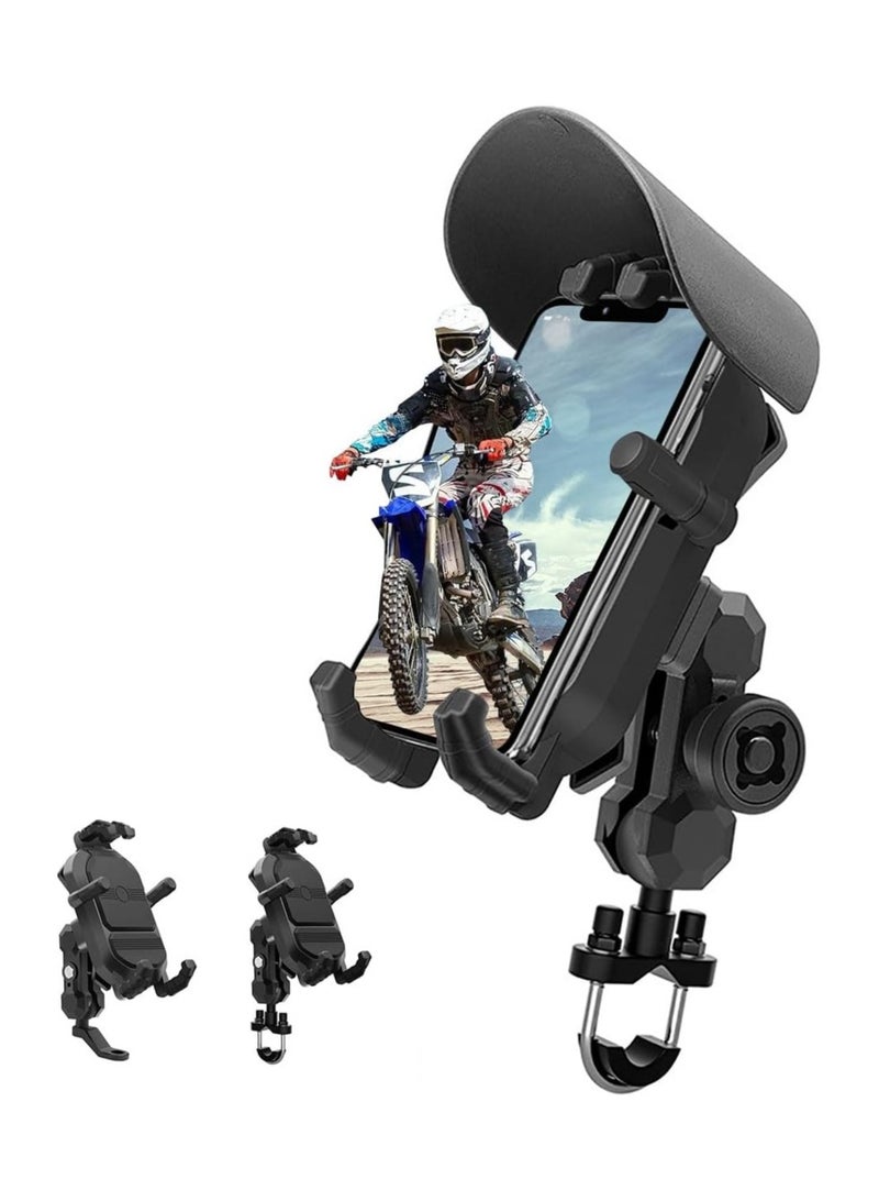 general Motorcycle Mobile Phone Holder Installation Bicycle Handlebar Mobile Phone Clamp 360 Stable Rotation Scooter Mobile Phone Clamp with Quick Lock Sun Cap Anti-Shake Adjustable Scooter Mobile Phone Holder For 7.8-9cm Mobile Phone - Image 1
