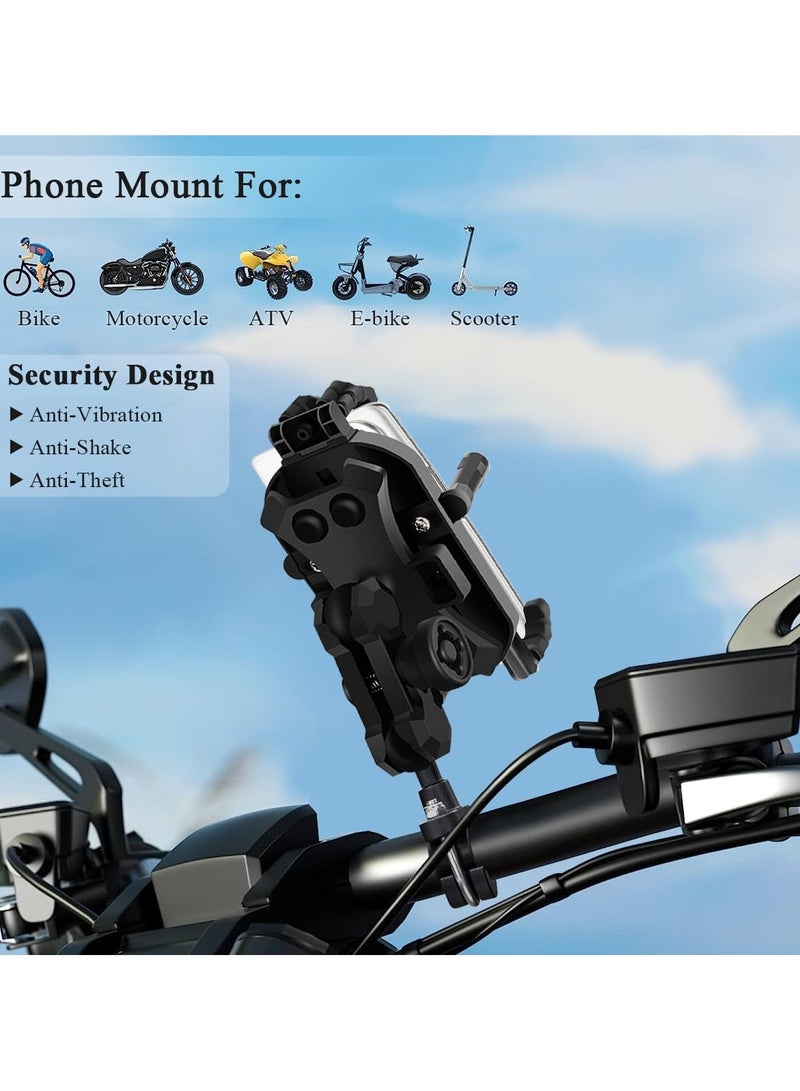 general Motorcycle Mobile Phone Holder Installation Bicycle Handlebar Mobile Phone Clamp 360 Stable Rotation Scooter Mobile Phone Clamp with Quick Lock Sun Cap Anti-Shake Adjustable Scooter Mobile Phone Holder For 7.8-9cm Mobile Phone - Image 2