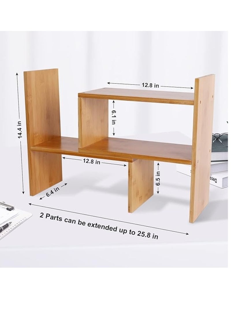 إيباسكت رف منظم متعدد الاغراض لتنظيم الكتب وبرطمان التوابل ومستلزمات المطبخ رف منظم للمطبخ والمكتب والتسريحة رف منظم من الخشب على شكل حرف ال(H) - Image 2