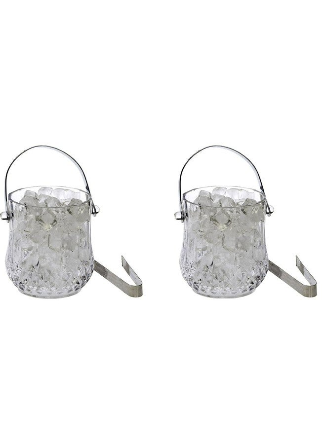 1st Time Ice Bucket with Handle for Bar, Restaurants, Home & Café, Clear, 13.5 x 13.5 x 13.5 CM, 1000 Ml, Pack of 2- J6 - Image 1