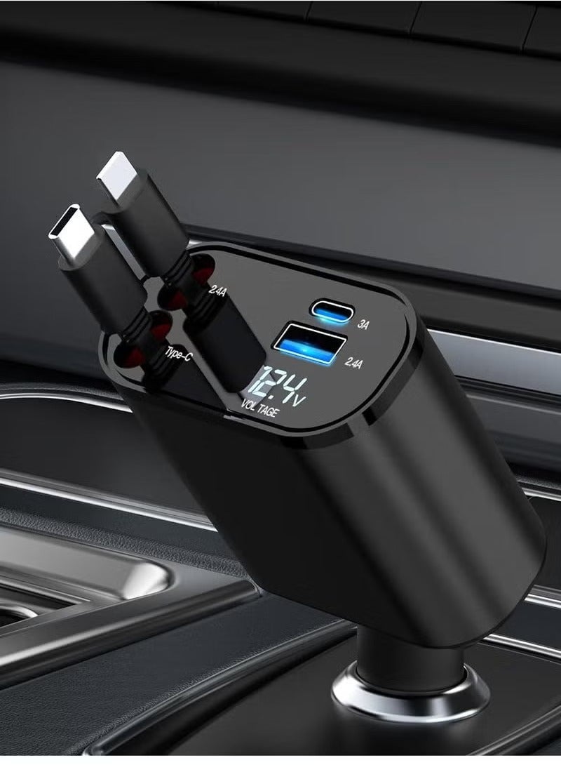 TIGER 120W Car Charger Retractable Cable Compatible with iPhone 16/15/14/13, S25 Ultra, S24 Ultra and Other Android Phones, PD20W / Type-C 40W Fast Car Power Adapter, USB Fast Phone Charger. - Image 1