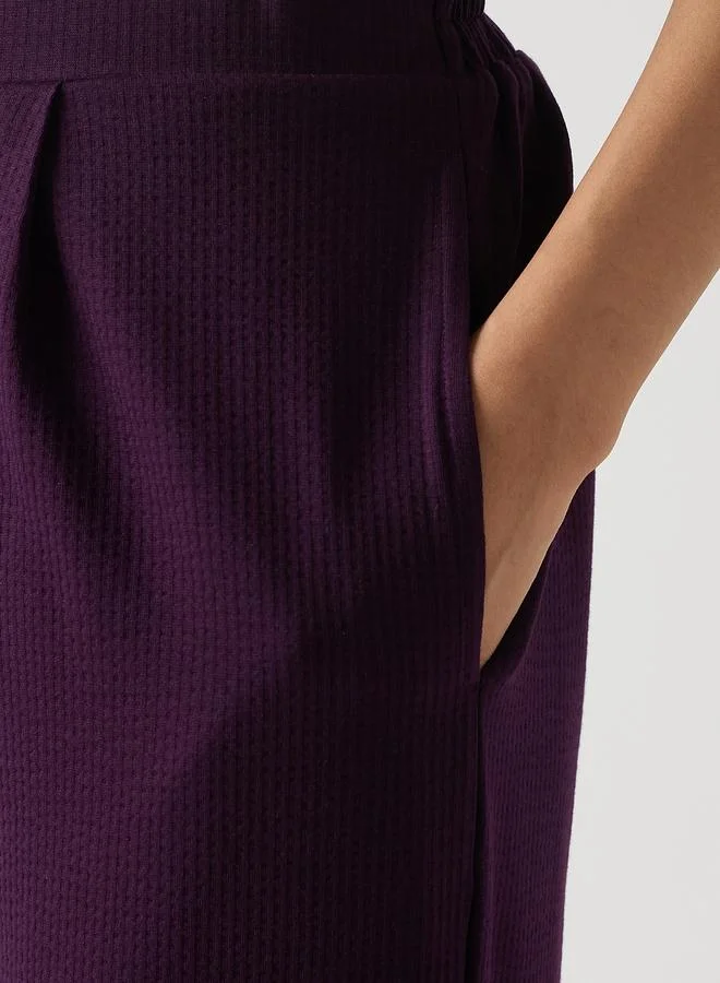 Femmella  Purple Cotton Knit Straight Pants for Women | Best Price UAE