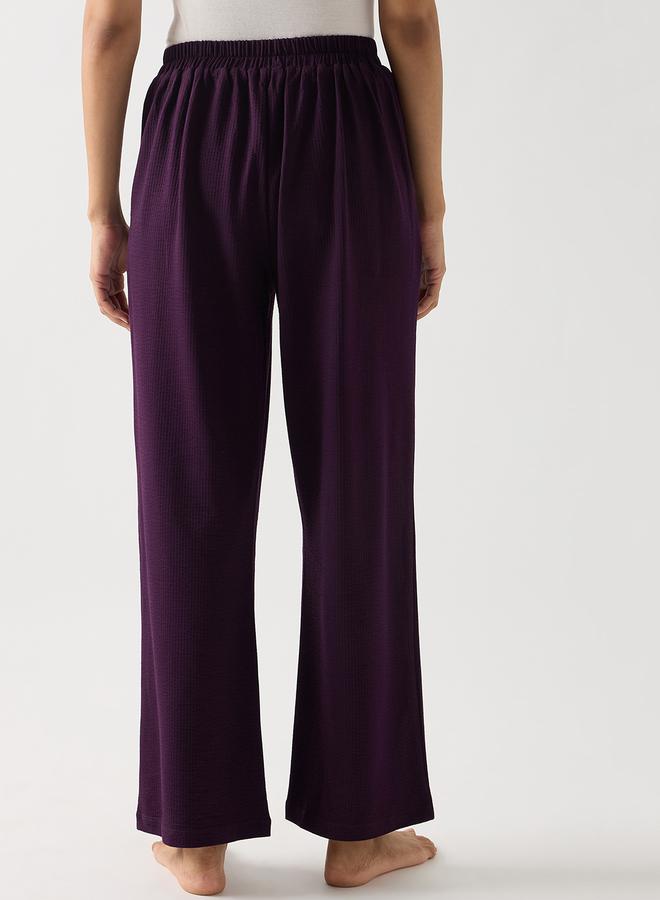 Femmella Purple Cotton Knit Straight Pants - Image 4