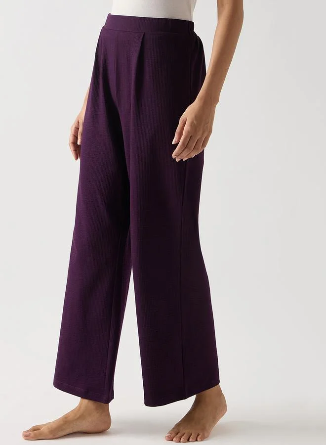 Femmella  Purple Cotton Knit Straight Pants for Women | Best Price UAE