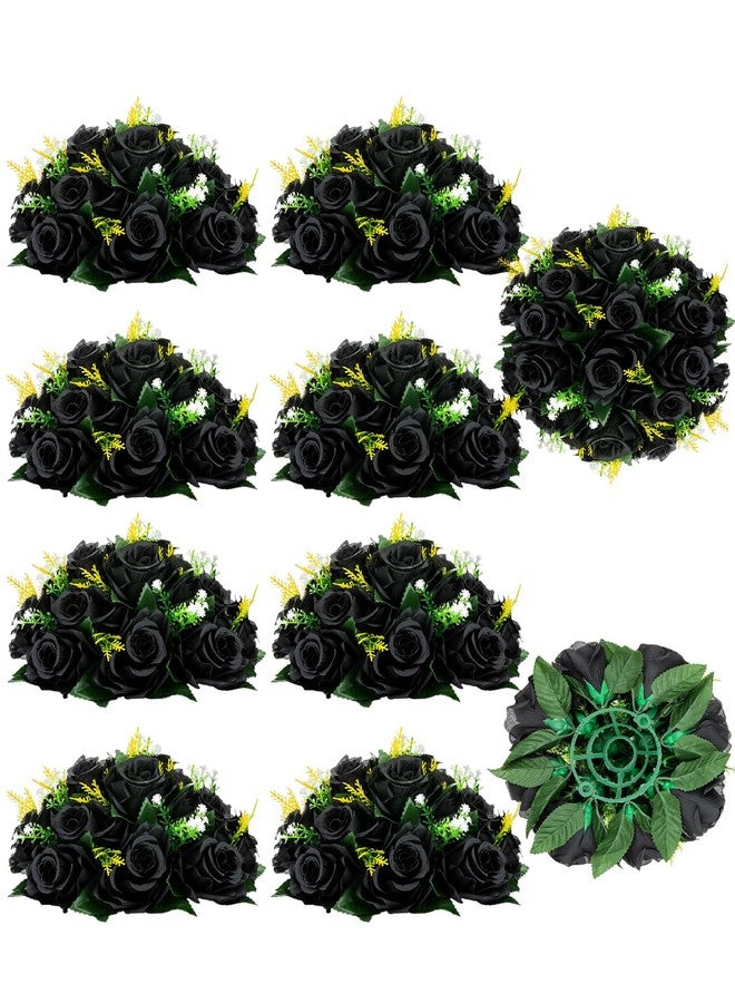 BLOSMON Flower Balls Wedding Rose Centerpieces 10 Pcs Black Fake Flowers Kissing Balls Decor Artificial Floral Arrangements Flower Bouquet of Roses Home Party Room Table DIY Decorations - Image 1