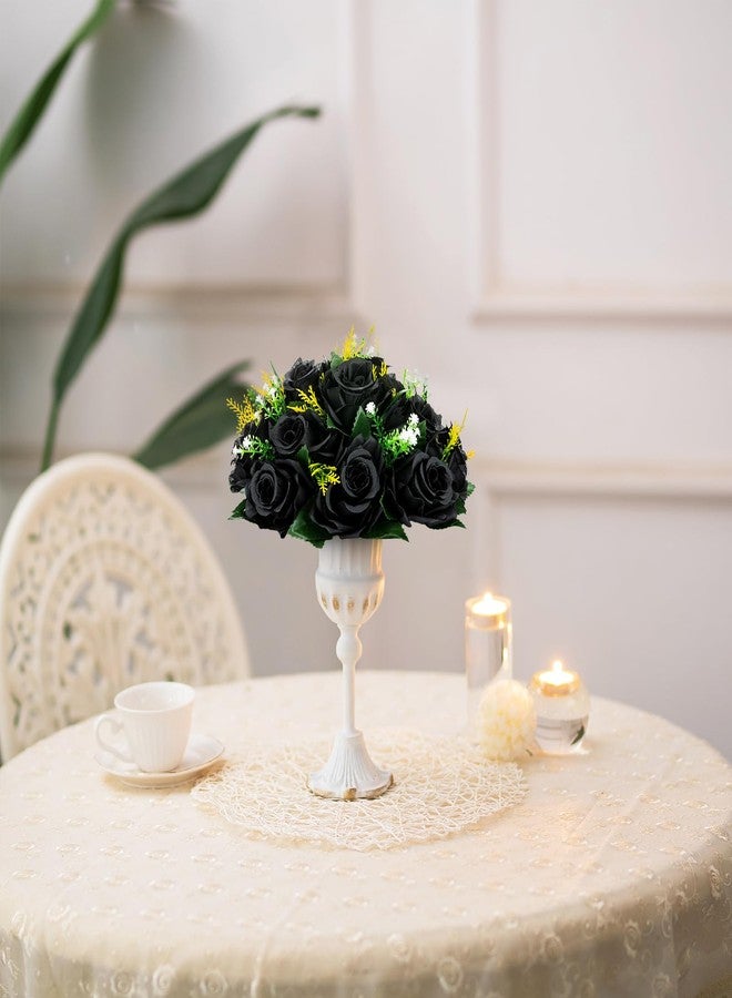 BLOSMON Flower Balls Wedding Rose Centerpieces 10 Pcs Black Fake Flowers Kissing Balls Decor Artificial Floral Arrangements Flower Bouquet of Roses Home Party Room Table DIY Decorations - Image 4