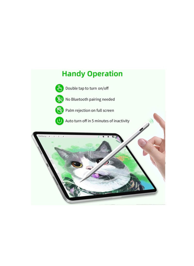 Generic - "Stylus Pen for Touch Screens - 2mm Fine Tip, Compatible with iPad, iPhone, Android Tablets, and Microsoft Surface - Rechargeable, No Delay, Scratch-Resistant Fiber Tip, Lightweight Metal Body, White" - Image 1