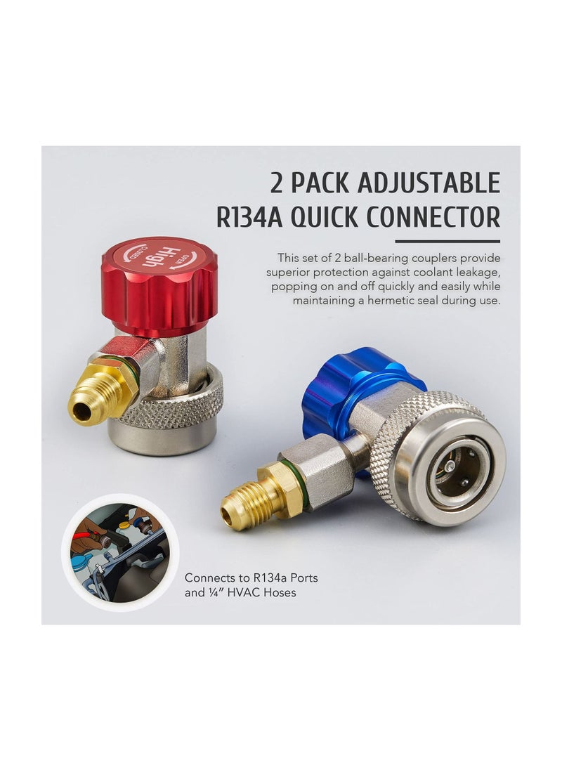 Y&D - Adjustable R134a Quick Coupler Adapter Adapters and AC Hose Fittings HP LP Connectors for Car System Evacuation Recharging - Image 1
