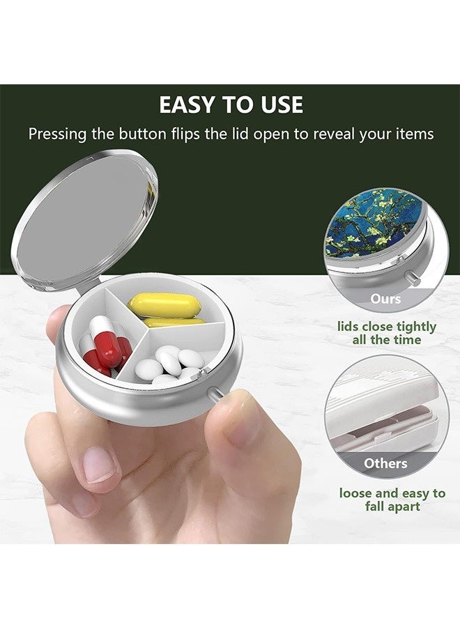 3Pcs Pill Box 3 Compartment,Medicine Pill Case,Portable Pill Box ,for Pocket or Purse Pill Box ,Decorative Metal Medicine Vitamin Organizer Unique Gift. - Image 4