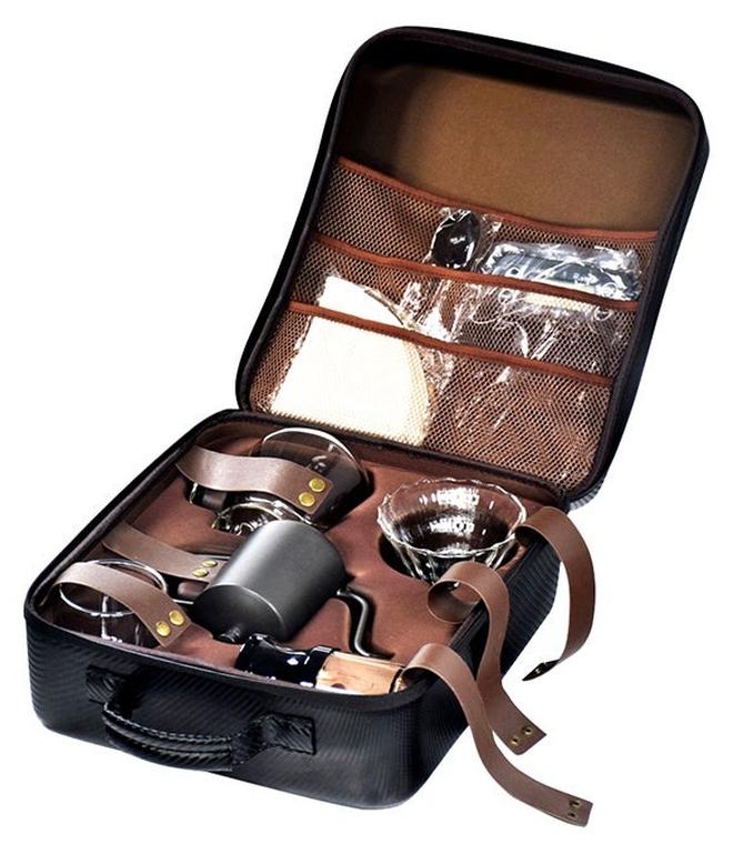 أم أتش دي مجموعة ماكينة تحضير القهوة V60 مع حقيبة حمل، لون أسود، سعة 600 مل - Image 1