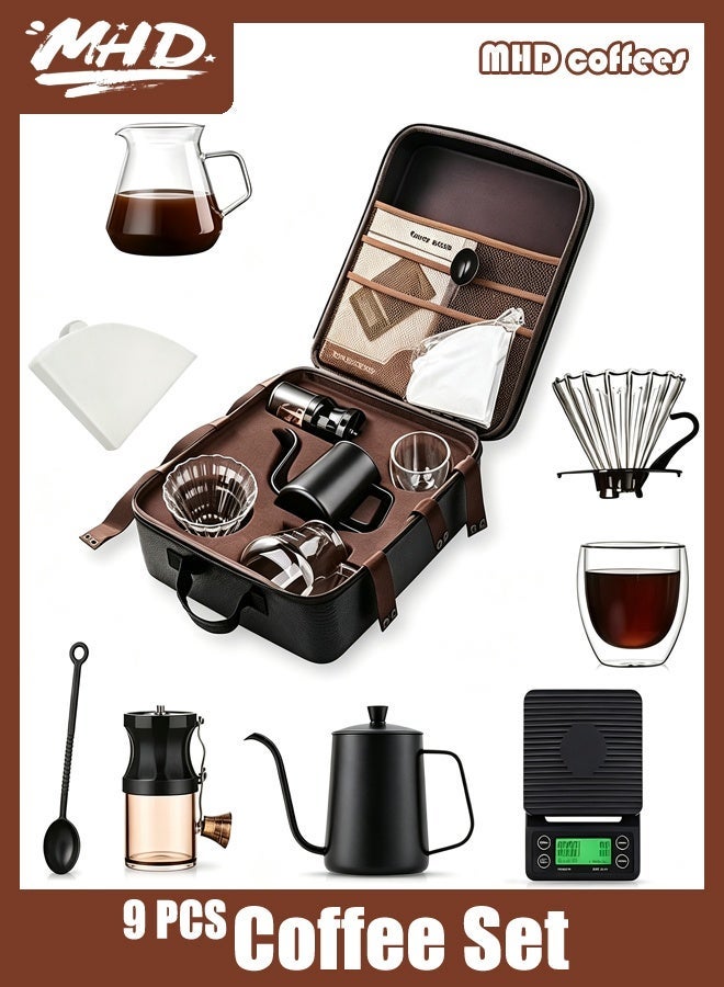 MHD V60 Pour Over Coffee Maker Set With Carry Case Black 600ml - Image 1