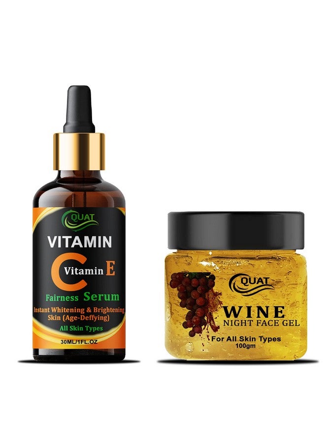 Quat Combo Pack Vitamin C with E Face Serum With Vitamin C Face Gel for All Skin Types (serum + Wine gel) - Image 1