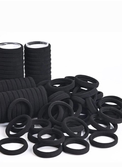 Girly black elastic hair bobbles 4-5 cm diameter ties, 25 pieces