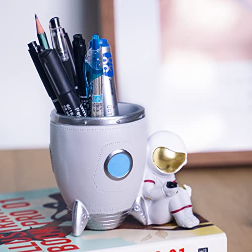 Kimdio Pen Holder, Astronaut Stand for Desk Pencil Holder, Resin Desk Organizer Decorative Accessories Ideal Gift for Office, Classroom, Home - Image 3
