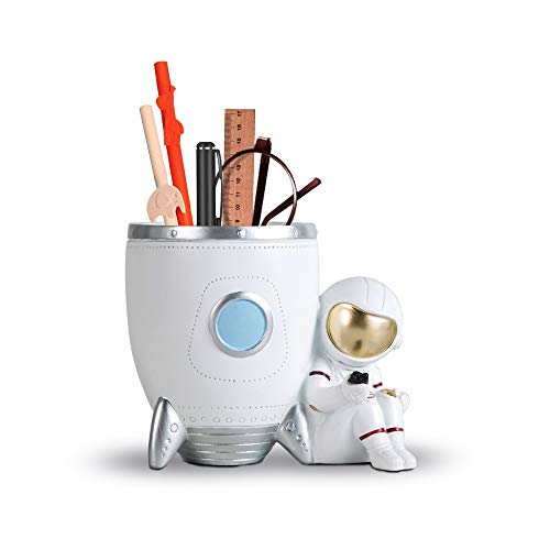 Kimdio Pen Holder, Astronaut Stand for Desk Pencil Holder, Resin Desk Organizer Decorative Accessories Ideal Gift for Office, Classroom, Home - Image 1