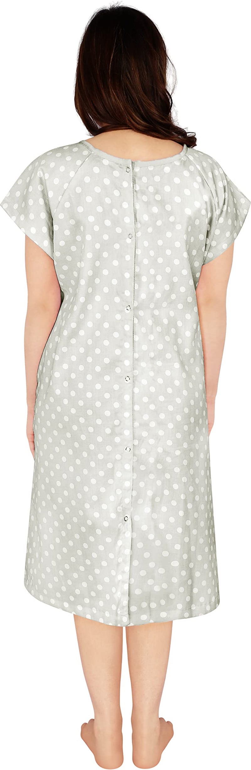 Utopia Care Women's Hospital Gown Soft Comfortable and Stylish Patient Gown, Small-Medium, Polkadots Grey - Image 4