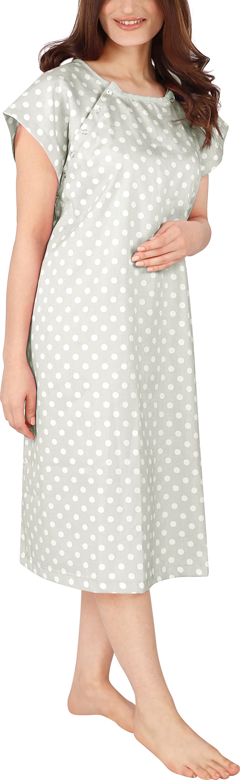 Utopia Care Women's Hospital Gown Soft Comfortable and Stylish Patient Gown, Small-Medium, Polkadots Grey - Image 1