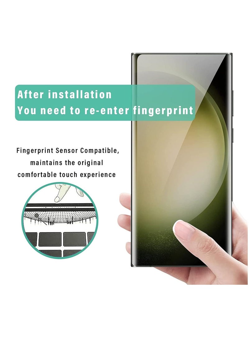 LEDIN [2+2 Pack] Galaxy S23 Ultra Screen Protector 9H Hardness Tempered Glass Fingerprint Support 3D Curved HD Clarity Anti Scratch for Samsung S23 Ultra Glass Screen Protector - Image 3