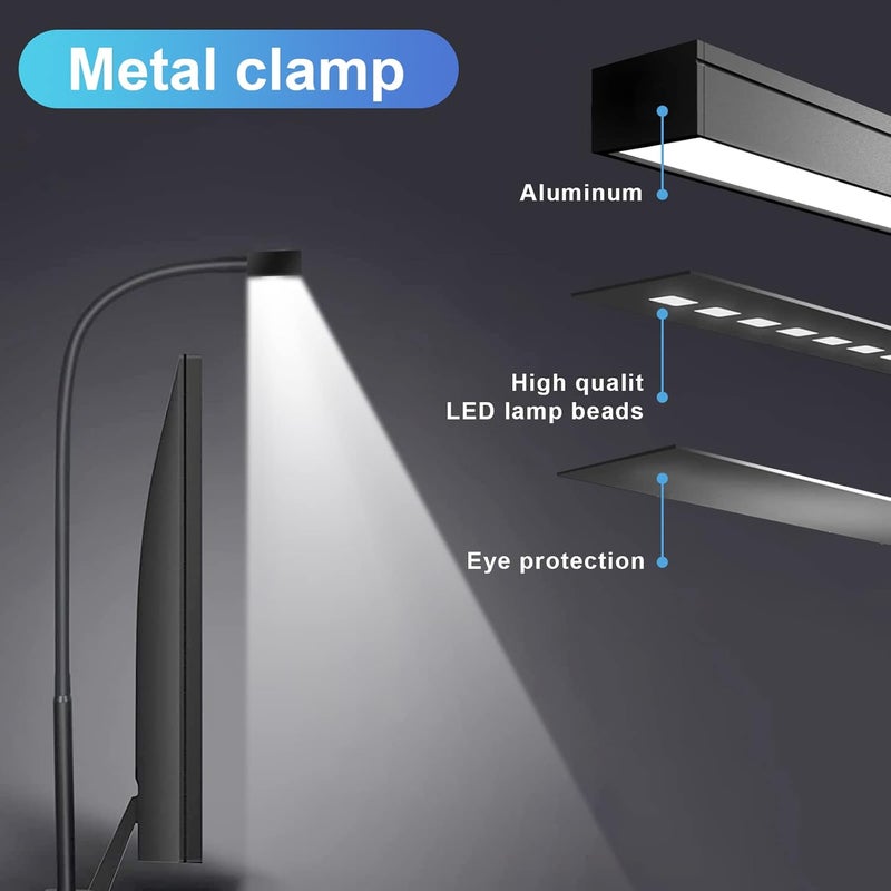 LOOPITYS LED Desk Lamp for Home Office, Double Head LED Desk Lamp with Clamp, Eye Protection Architect Table Lamps, 18W 80CM Brightest 5 Color Modes and Dimmable Workbench Office Light for Reading (BLACK) - Image 4