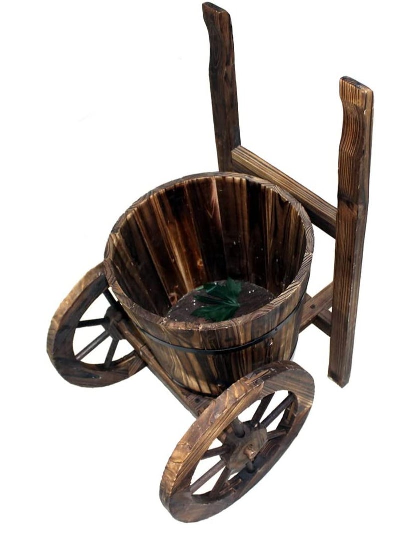 Wooden Flower Pot Planter with Wheels – Vintage Flower Bucket Garden Decoration for Indoor & Outdoor Use" - Image 5