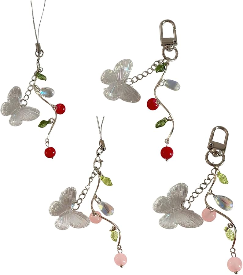 Strawberry Metal Keychain Acrylic Charm Pendant Bag Accessory For Women Girls - Image 2