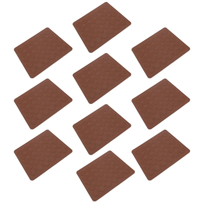 Silicone Macaron Mat: 10 Sheets Set, Large Capacity For 30 Macarons - High Temperature Proof, Easy To Clean, Even Heating Silicone Baking Mat For Family Gatherings, Commercial Baking And Dessert Makin - Image 2