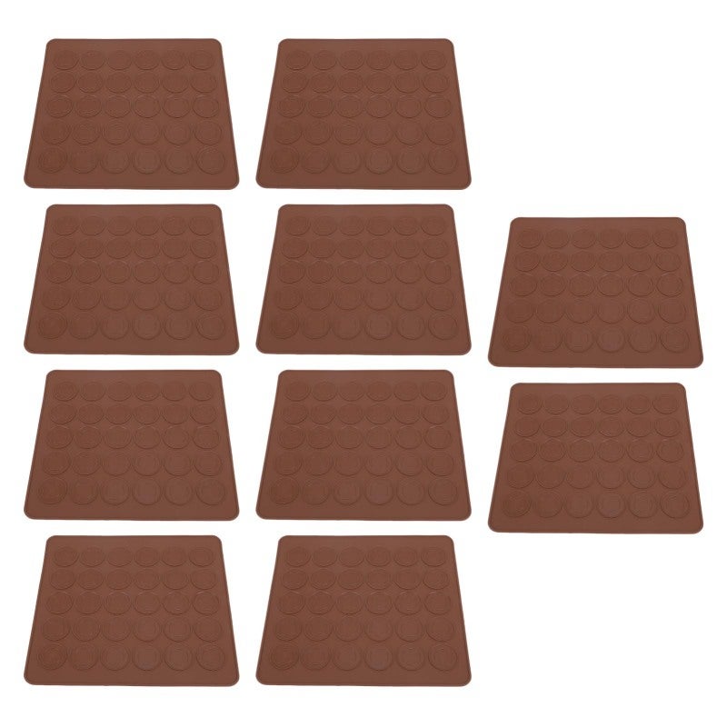 Silicone Macaron Mat: 10 Sheets Set, Large Capacity For 30 Macarons - High Temperature Proof, Easy To Clean, Even Heating Silicone Baking Mat For Family Gatherings, Commercial Baking And Dessert Makin - Image 1