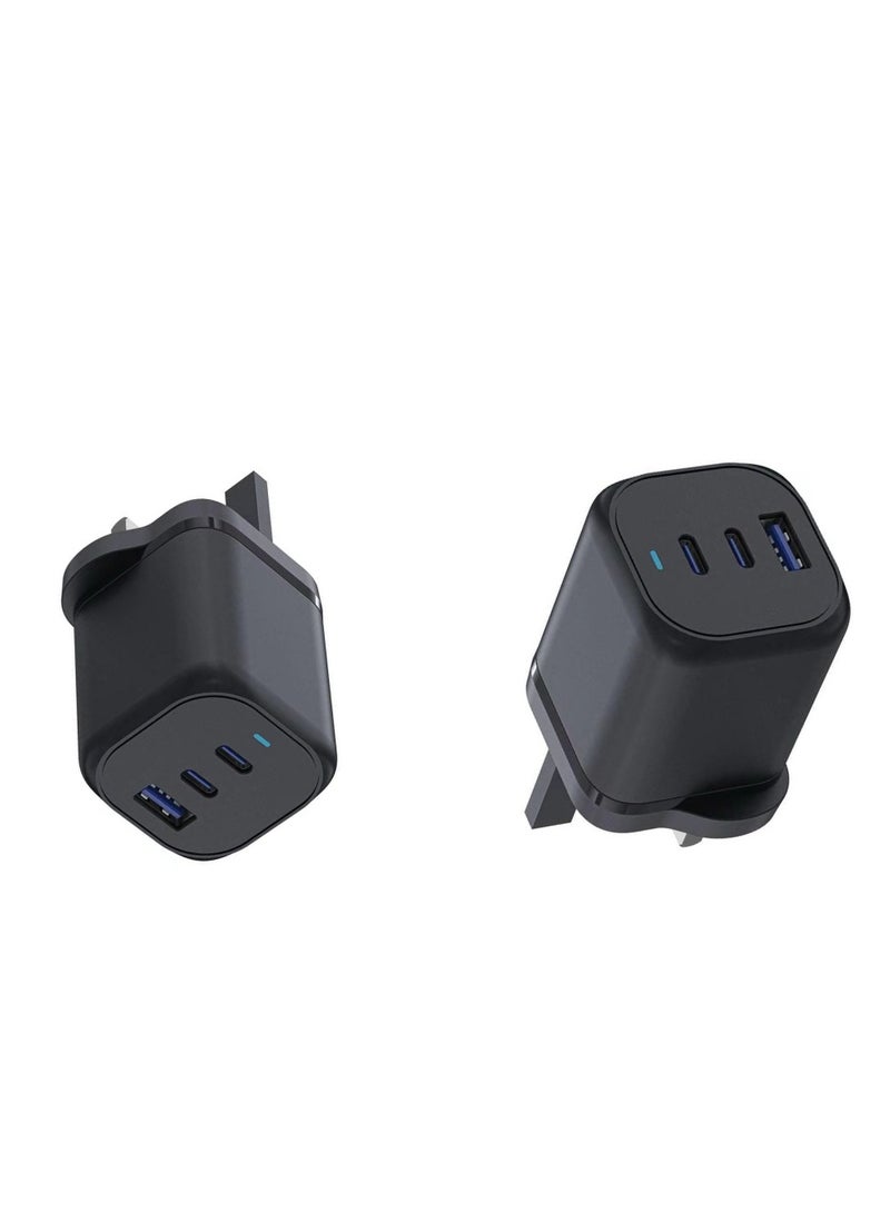 JBQ GAN65W Fast Charging Adapter 3 Ports 2 USB-C 1 USB-A 65W Output 100V-240V Input PD Quick Charge for USB-C Devices - Image 3