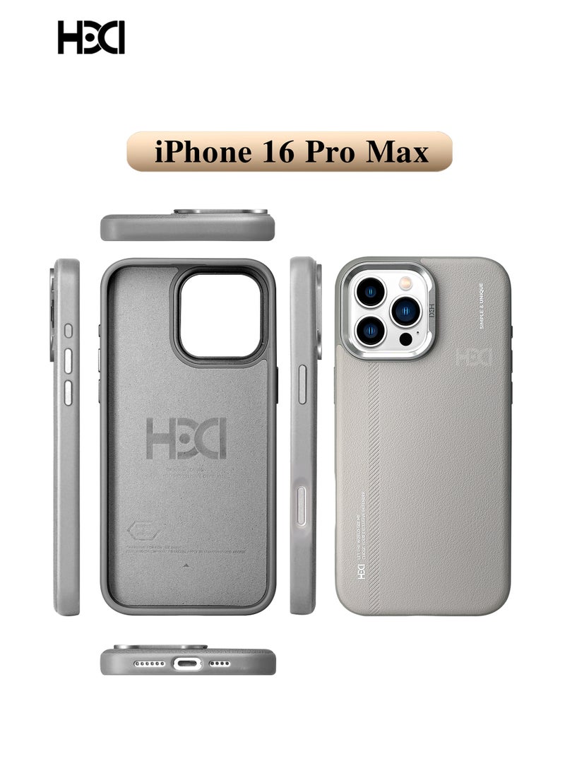 أتش دي دي جراب جلدي فاخر من Hdd متوافق مع MagSafe مع حامل لمشاهدة الفيديو لجهاز iPhone 16 Pro Max (رمادي تيتانيوم) - Image 4