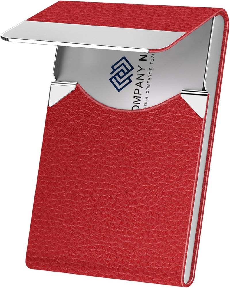 DMFLY Business Card Holder with Ultra Slim Design, Business Card Case with Premium PU Leather, Suit Pocket Metal Card Holder for Women/Men, Magnetic Closure Quick Access Cards - Image 1