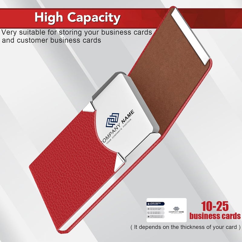DMFLY Business Card Holder with Ultra Slim Design, Business Card Case with Premium PU Leather, Suit Pocket Metal Card Holder for Women/Men, Magnetic Closure Quick Access Cards - Image 5